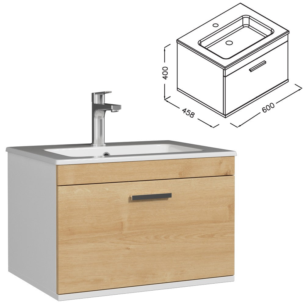 Meuble simple vasque Rubite 1 tiroir 60 cm