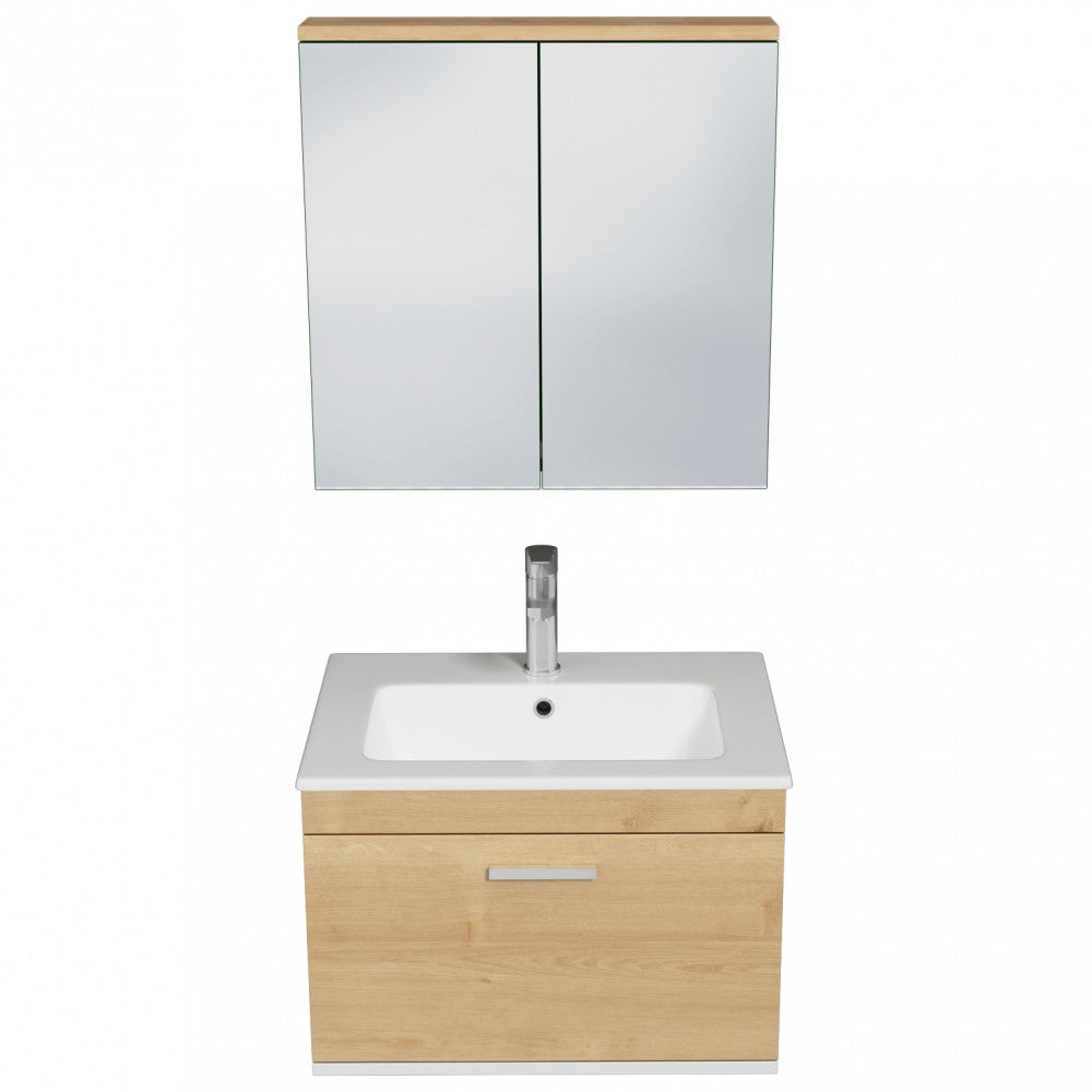 Meuble simple vasque Rubite 1 tiroir 60 cm +  + miroir armoire