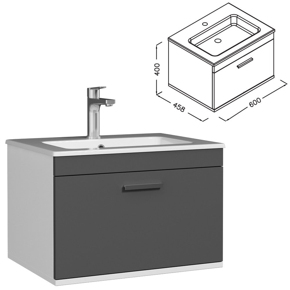 Meuble simple vasque Rubite 1 tiroir 60 cm