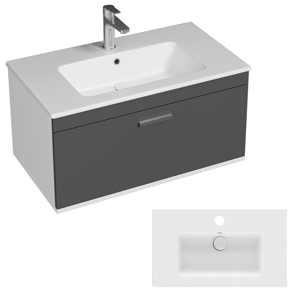 Meuble simple vasque Rubite 1 tiroir 90 cm