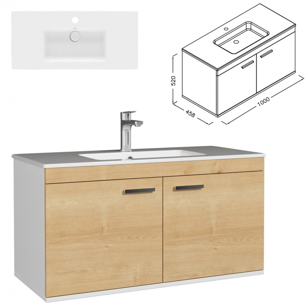 Meuble simple vasque Rubite 2 portes 100 cm