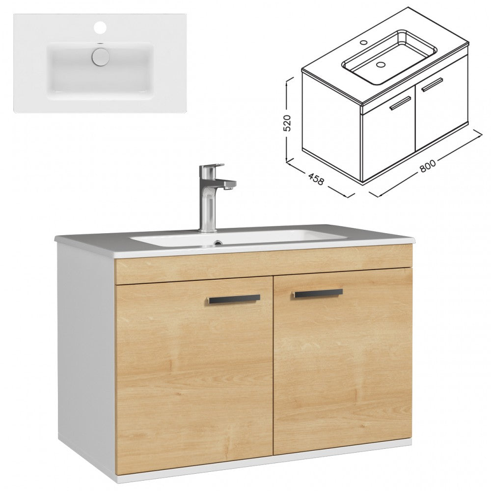 Meuble simple vasque Rubite 2 portes 80 cm