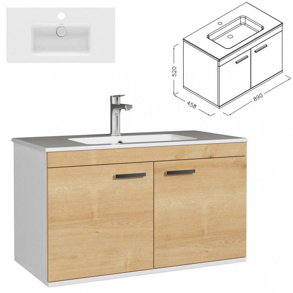 Meuble simple vasque Rubite 2 portes 90 cm