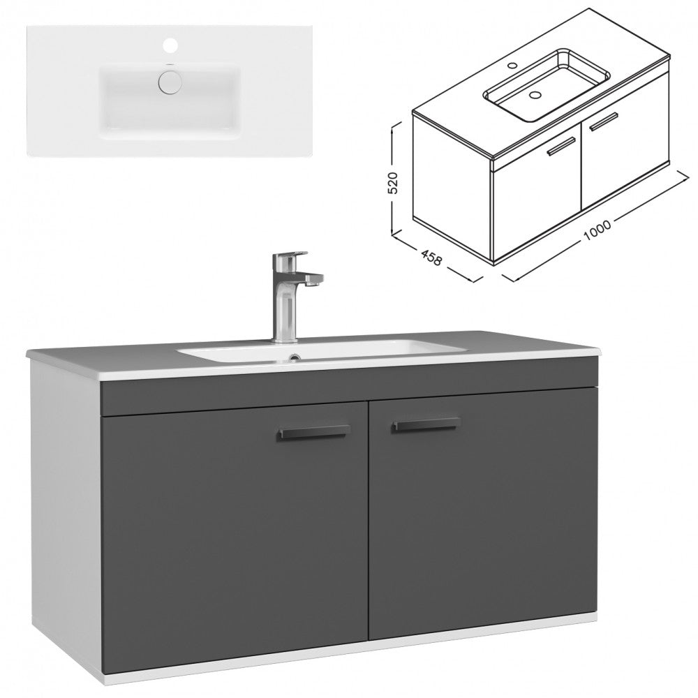 Meuble simple vasque Rubite 2 portes 100 cm