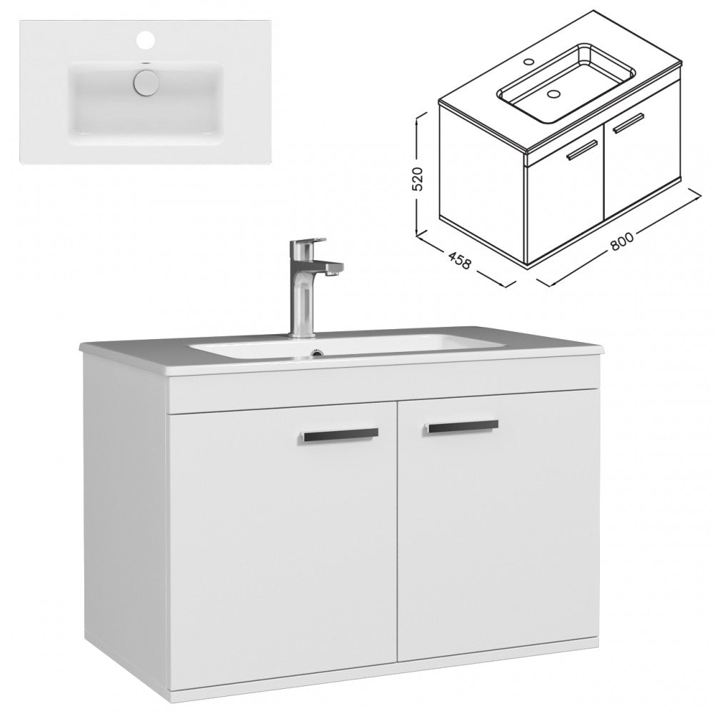 Meuble simple vasque Rubite 2 portes 80 cm