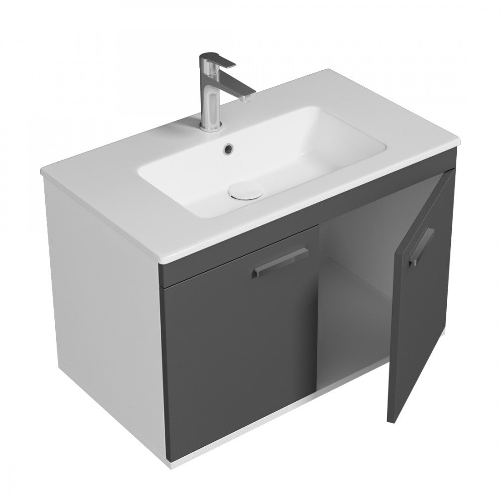 Meuble simple vasque Rubite 2 portes 100 cm
