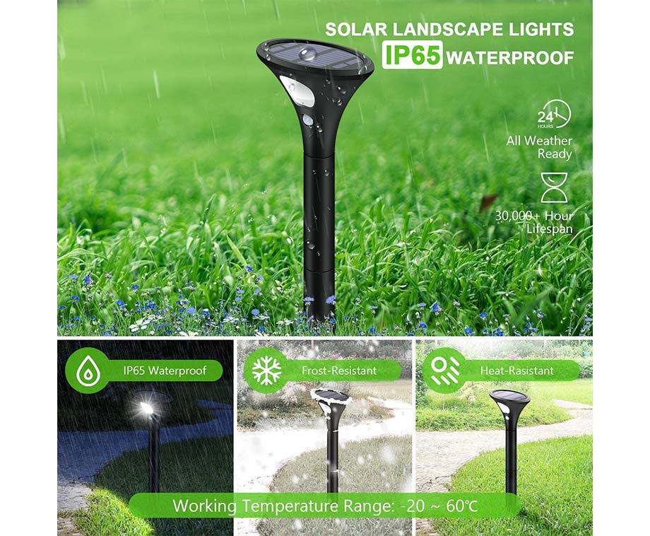 Lot de 2 lampes solaires Spike - Éclairage d'allée de jardin
