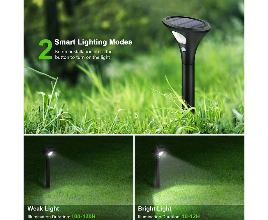 Lot de 2 lampes solaires Spike - Éclairage d'allée de jardin