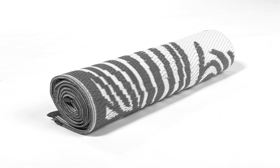 Tapis extérieur rectangulaire Hawaï 270x470cm gris motifs palmiers
