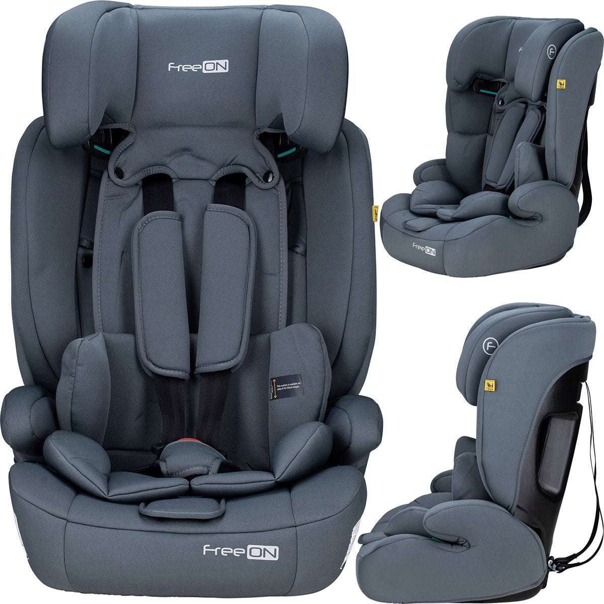 Siège auto réglable i-Size 76-150 cm jusqu'à 36 kg 1 à 12 ans Gris