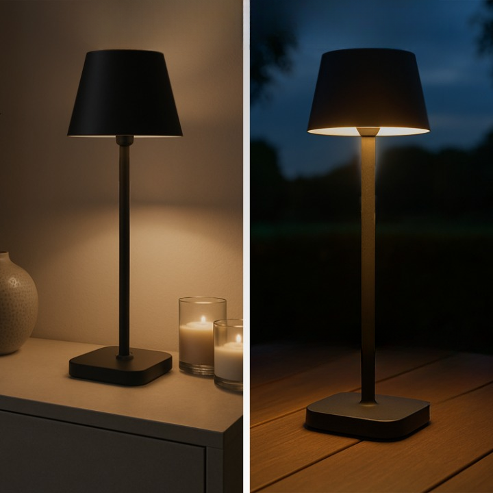 Lampe de table - Rechargeable - Intensité variable avec mode mémoire - 3 niveaux d'éclairage - 38 cm - Blanche